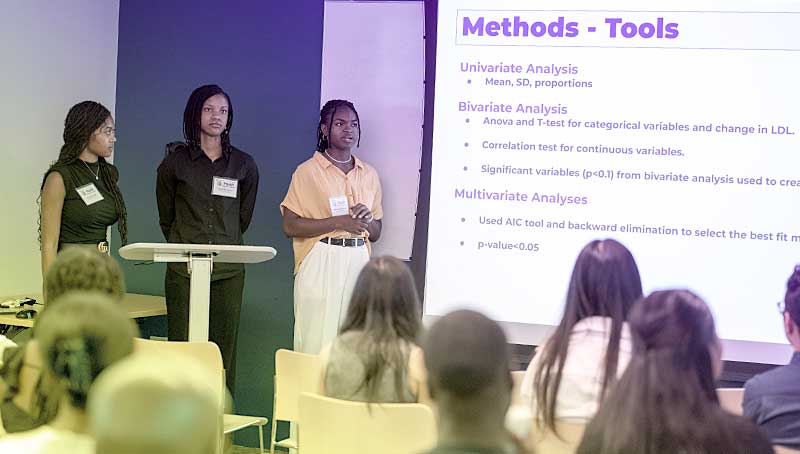 Summer students presenting in front of a class